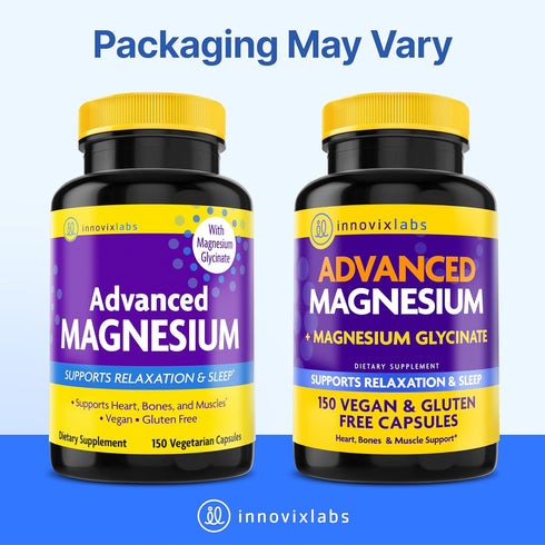 InnovixLabs Advanced Magnesium Capsules - 150 Ct, 210 mg - Chelated Magnesium Glycinate and Malate for Relaxation
