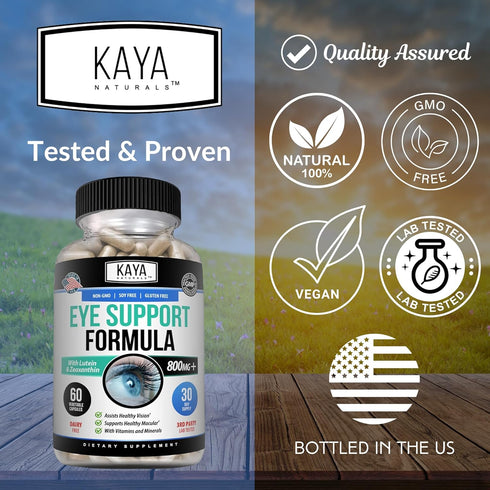 Kaya Naturals Eye Health Supplement - Lutein & Zeaxanthin - 60 Count for Vision Health & Eye Strain Support