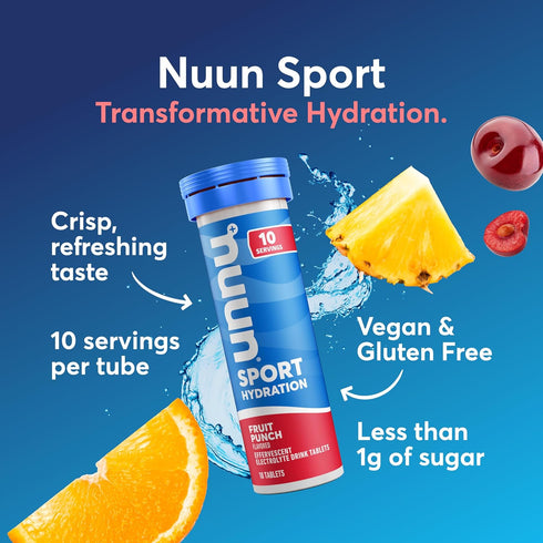 Nuun Sport Electrolyte Tablets - Gluten Free & Vegan, Mixed Flavors, 4 Pack (40 Servings Total)