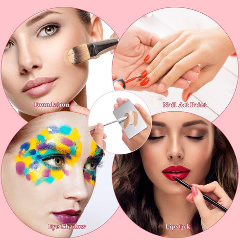 Makeup Mixing Palette, Stainless Steel Foundation Palette with Spatula for Professional Cosmetic Mixing