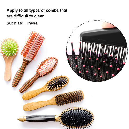 Yaomiao 2 Pcs Hair Brush Cleaner Tool, 2 in 1 for Pick Cleaning & Detangling Combs, Mini Brush Cleaning Tool for Beauty