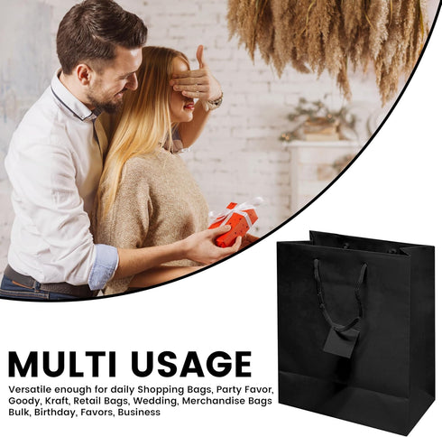 Novel Box Black Gift Bags with Handles, 10 Pack, 4.75x3.25x6.75 Inches, Small Paper Bulk Gift Bags