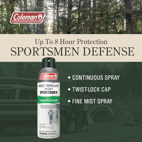 Coleman Insect Repellent Spray - 40% DEET Insect Repellent Spray, protection against Ticks, Mosquitoes, Chiggers, Biting Flies, Gnats, Fleas, Flies, ideal for camping, hiking, outdoors, 6oz Single