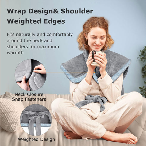 Heating Pad for Back Pain Relief, 24"x33" Large Weighted for Neck and Shoulders, 10 Heating Settings, Auto Shut-Off,