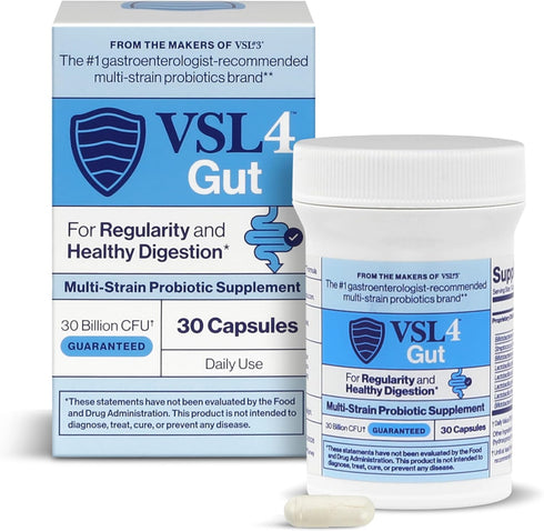VSL4 Gut Health Probiotics, 30 Billion CFU Per Capsule, Probiotic Capsules for Digestive Health in Women & Men, 30 Pack