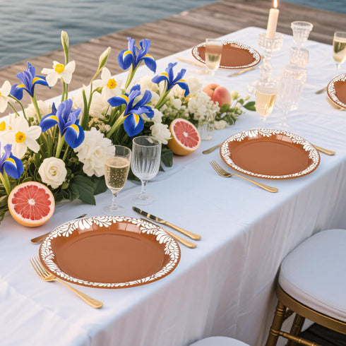 Houuqe 60 9 Inch PCS Platos De Barro Mexicanos Mexican Paper Plates Cielito Lindo Decoration- Mexican Terracotta Flower