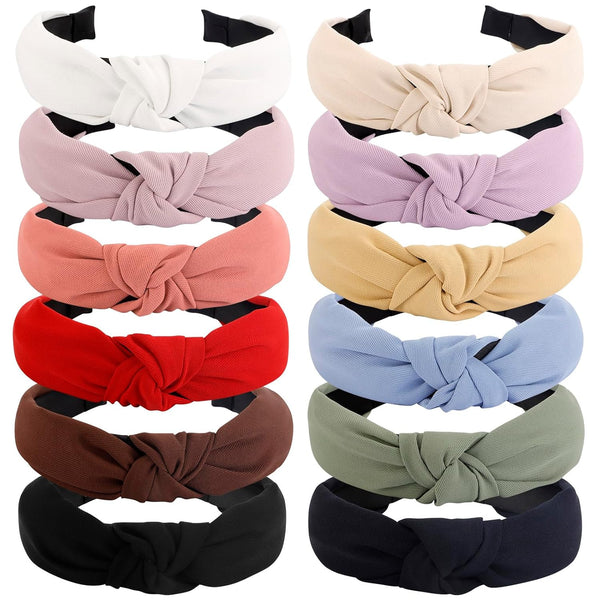 VELSCRUN 12 Pack Fashion Headbands for Women and Girls, Knotted Non-Slip Hair Bands for Thin Thick Short Hair