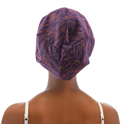 Silky Satin Lined Bonnet for Women, Adjustable Slouchy Beanie Sleep Cap for Long Curly Hair, Braids, Dreadlocks (Purple)