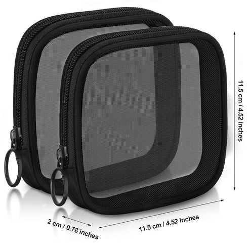 Weewooday 4 Pcs Mesh Makeup Bag, Mini Cosmetic Pouch with Zipper for Daily Accessory (Small, Black)