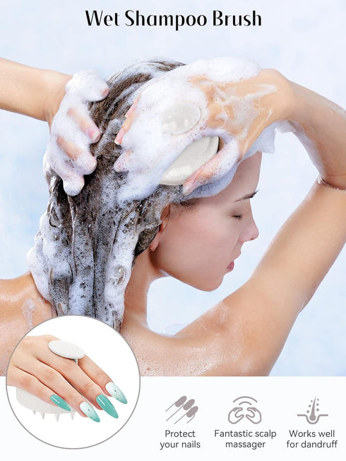 HEETA Scalp Scrubber, Hair Growth Massager with Soft Silicone Bristles, Upgraded Material for Wet Dry Hair Care, Beige