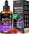 Liquid Biotin & Collagen - Vitamins for Hair Growth Support for Women & Men - Extra Strength 60000 mcg Drops