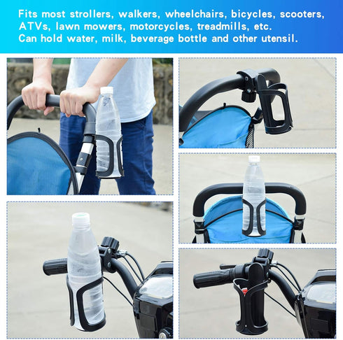 Universal Stroller Cup Holder - Upgrade Drink Holder Attachment for Walker, Bike, Wheelchair, Motorcycle, Scooter,