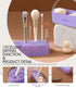 Makeup Brush Cleaning Tool with Drying Holder Mat, Organizer Storage Box for Makeup Sponges (Purple)
