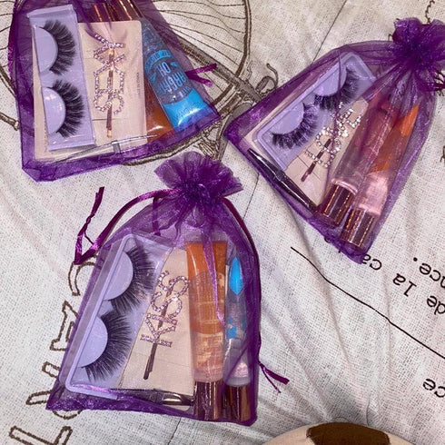 100pcs Organza Drawstring Gift Bags - 5x7 Inches Sheer Fabric Mesh Purple Pull String Sack for Jewelry, Party Favors