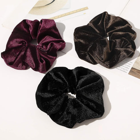 Velvet Scrunchies Hairbands Bulk Pack - Jumbo Large Hair Ties for Thick Curly Hair, No Crease Soft Elastic Accessories
