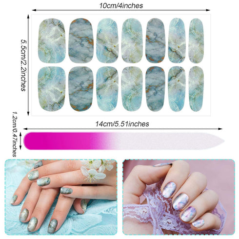 Maitys 336 Pieces 24 Sheets Full Wrap Nail Polish Strips, Self Adhesive Gel Nail Art Decals with File for Women.