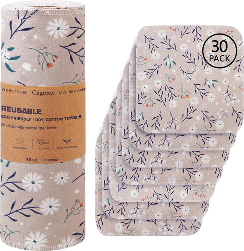 30 Packs Reusable Dishcloths Kitchen Towels - 10X10 Washable Paperless Paper Towels, Absorbent Dish Tea Towels