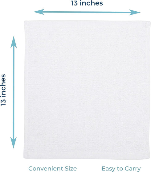 Wash Cloth Set - Heavy Duty 13x13 White Dish Towels, Quick Dry & Lint Free Multi Use Bar Rags for Cleaning, Auto Wash,