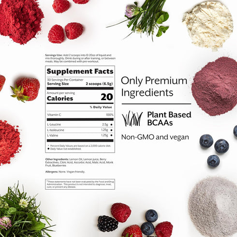 Promix BCAA Post-Workout Energy Powder, Mixed Berry - Plant-Based Amino Acids for Muscle Growth & Recovery