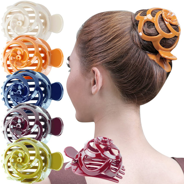 RC ROCHE ORNAMENT 6 Pcs Bun Maker Hair Clip, Side Slide Round Dome Comb Clamp Updo, Medium Classic Multicolor