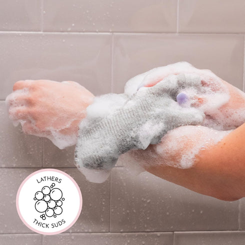 S&T INC. Back Scrubber for Shower, Exfoliating Body Scrubber or Bath Towel, Grey, 3 Pack