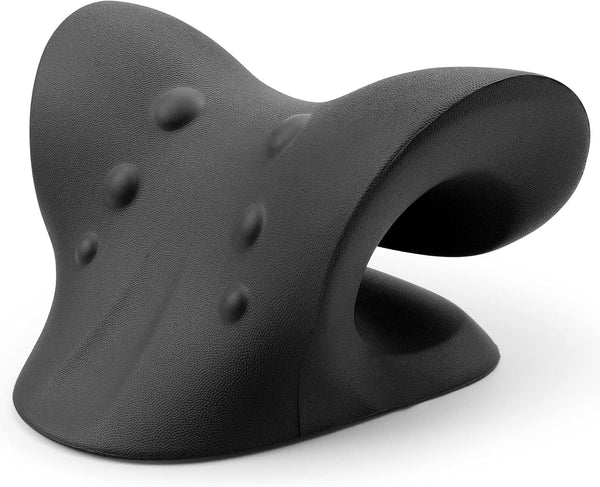 RESTCLOUD Neck and Shoulder Relaxer, Cervical Traction Device for TMJ Pain Relief, Chiropractic Pillow, Black