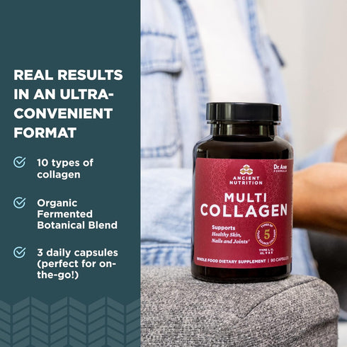 Collagen Peptides Pills by Ancient Nutrition - Hydrolyzed Multi Collagen Supplement for Healthy Skin, Joints, 90
