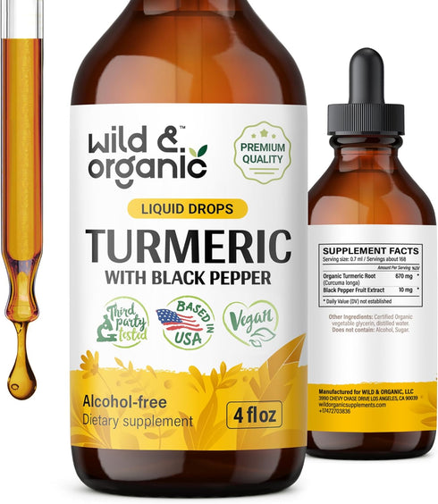 Turmeric Tincture - Organic Turmeric Curcumin with Black Pepper for Joint & Digestive Health - Non-Alcohol Supplement -