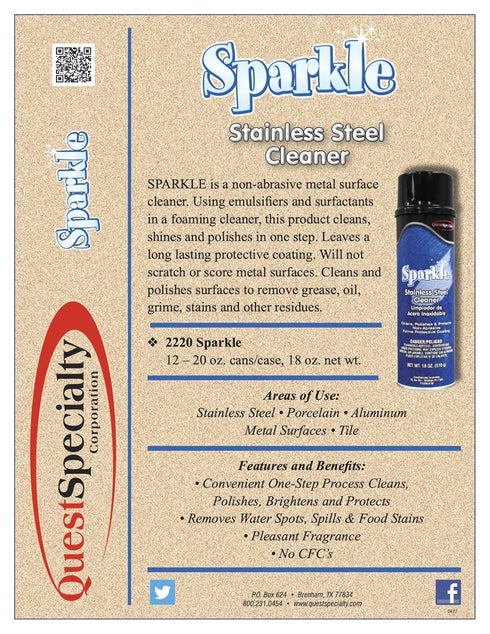 SPARKLE Stainless Steel Cleaner, 20 oz. can, 1 count, Blue, Model 2220-1