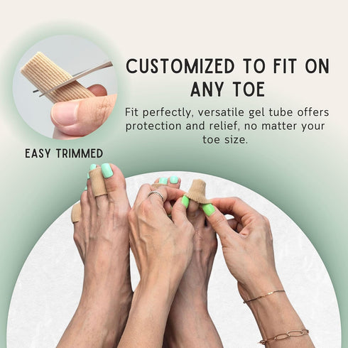 footinsole Toe Protectors, Gel Toe Tube, Fabric Sleeve Protectors, 2PCS (0.6 X 6 Inches)