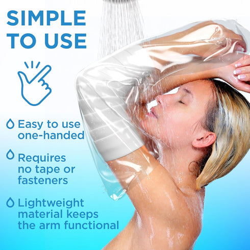 100% Waterproof Cast Covers for Shower Arm Adult - Tight Seal, 2pk Reusable Cast Protectors, Full Arm Bag Sleeves