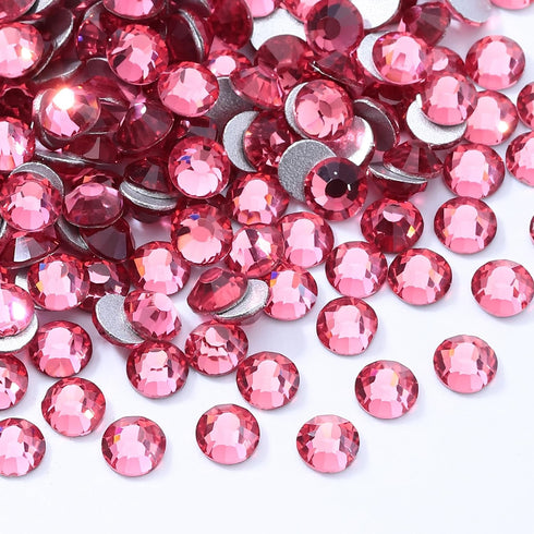 Rose Flatback Rhinestones for Nail Art and Craft, Loose Crystal Gemstones (Rose, SS34, 288pcs, 7.1-7.3mm)