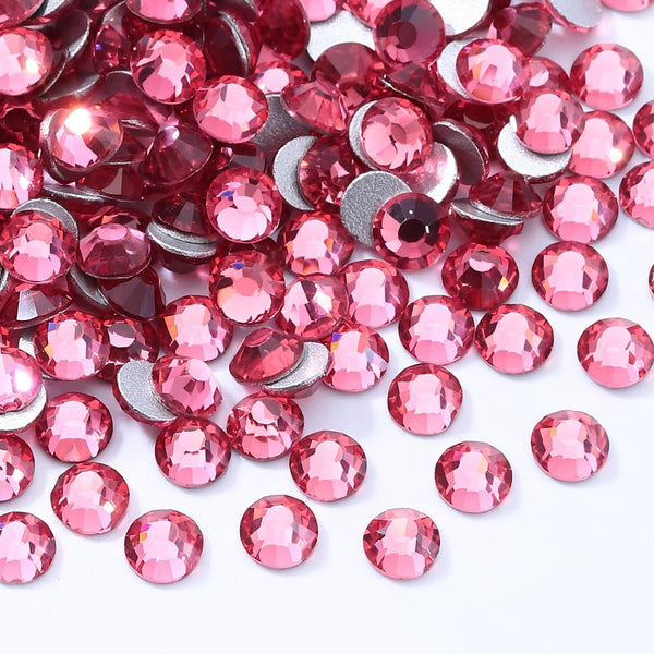 Rose Flatback Rhinestones for Nail Art and Craft, Loose Crystal Gemstones (Rose, SS34, 288pcs, 7.1-7.3mm)