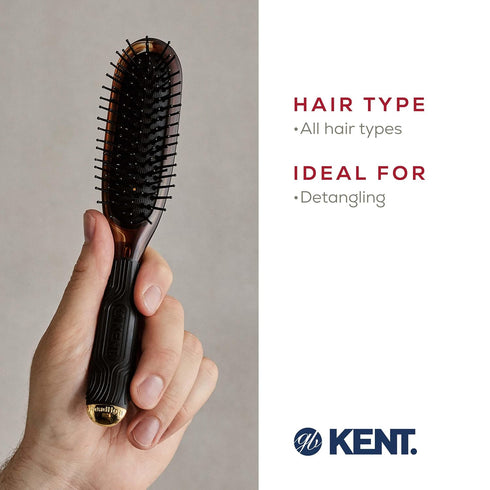 Kent Headhog Detangler Brush, Anti Static Hair Brush with Rounded Nylon Bristles, Travel Brush with Ergonomic Grip