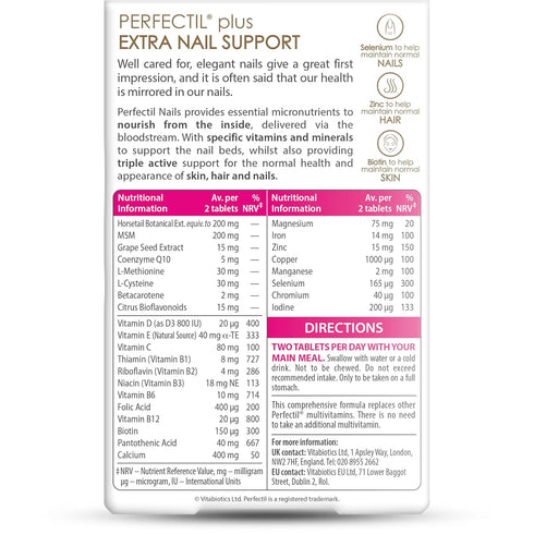 Vitabiotics Perfectil Plus Nails - Extra Support, 60 Tablets for Healthy Nails