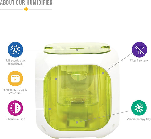 HealthSmart Cube Mate Essential Oil Diffuser, Cool Mist Humidifier, Oil Diffuser And Humidifier, Filter Free, Compact