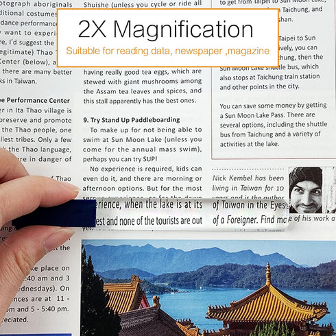 MAGDEPO 3X Dome Top Bar Magnifier, 6" Optical Tool with Clip for Reading Small Prints and Maps