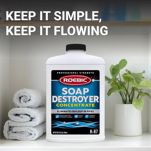 K-87 1500 32 oz Roebic Liquid SGP Soap, Grease and Paper Digester with Bacteria, Eliminates Buildup in Pipes
