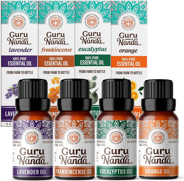 GuruNanda Essential Oils Set (Pack of 4 x 0.5 Fl Oz) -