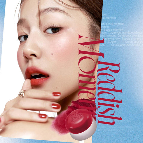 Lip&Cheek Blurry Pudding Pot, Reddish Moment - Ambitious, Buildable Lightweight Makeup Blush, 5g