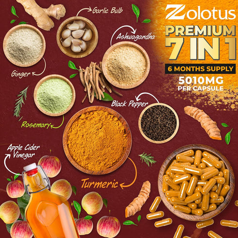 2 Packs Turmeric Curcumin + Apple Cider Vinegar Capsules, 90 Capsules Each, 6 Month Supply with Ashwagandha & Ginger