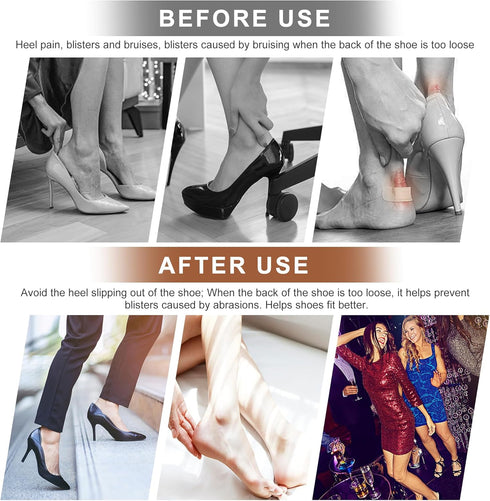 Heel Pads for Shoes That are Too Big, 4 Pairs Foamed Cotton Cushions for Pain Relief & Comfort (Black)