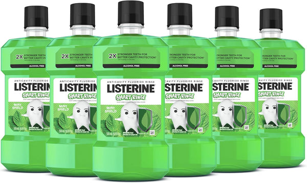 Listerine Smart Rinse Kids Mouthwash, ADA Accepted, Alcohol-Free Anticavity Sodium Fluoride, Mint Shield Flavor