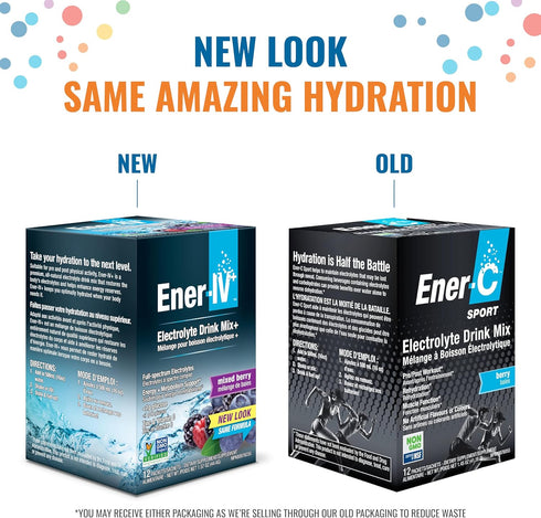 Ener-C Sport Electrolyte Hydration Drink Mix Powder with Vitamin C, Magnesium, Zinc & Electrolytes - 12 Count