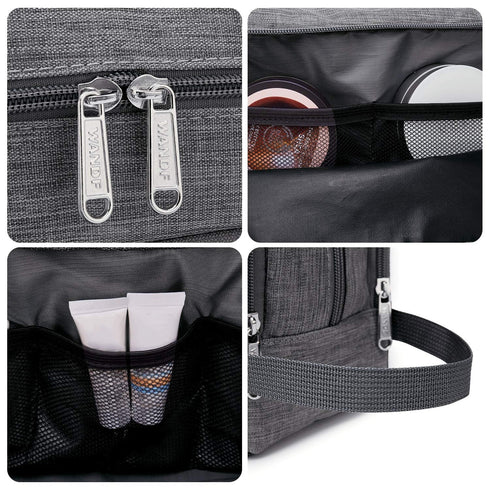 Toiletry Bag for Men, Water Resistant Hanging Dopp Kit, Small Shaving Bag for Traveling (Denim Grey)