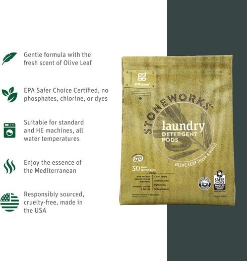 Grab Green Stoneworks Laundry Detergent Pods Sample Kit, 10 Count, Birch Branch, Fragrance Free