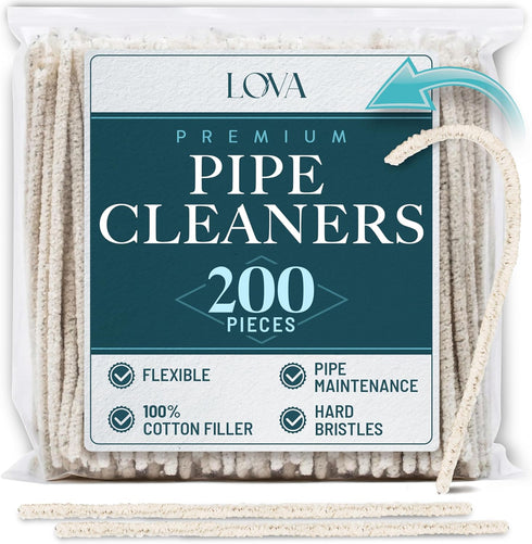 (200) Lova Pipe Cleaners Bulk, Hard Bristle Chenille Stems for Cleaning Glass Pipes, 6 Inches