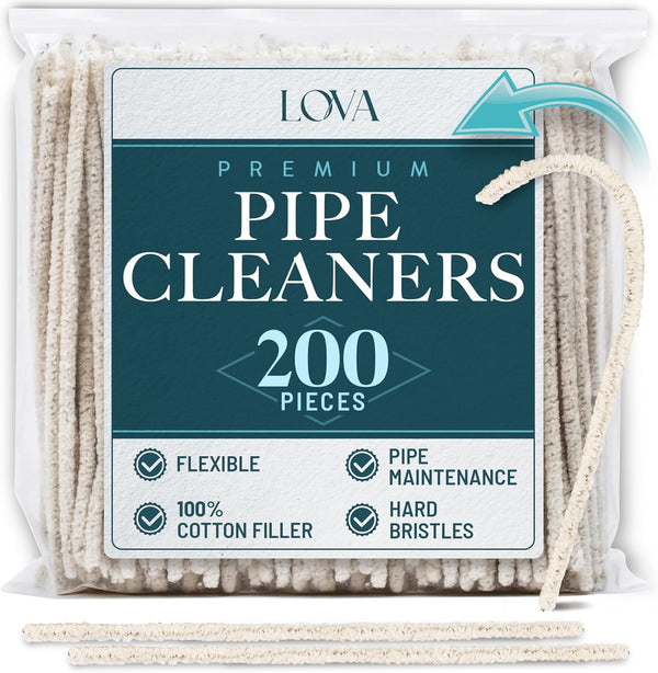 (200) Lova Pipe Cleaners Bulk, Hard Bristle Chenille Stems for Cleaning Glass Pipes, 6 Inches