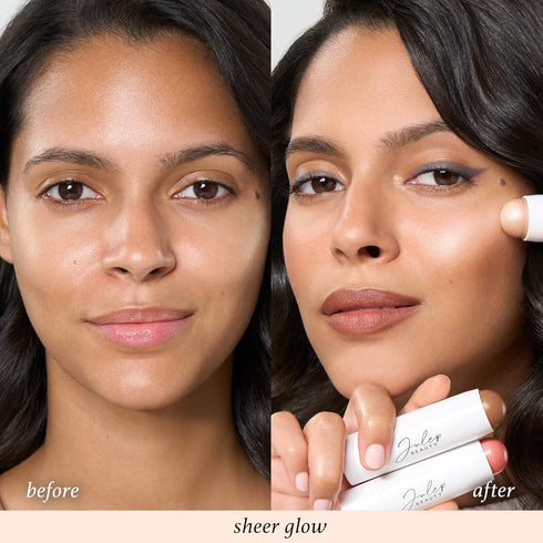 Julep Skip The Brush Cream to Powder Highlighter Stick - Sheer Glow Blendable Color 2-in-1 Makeup Stick
