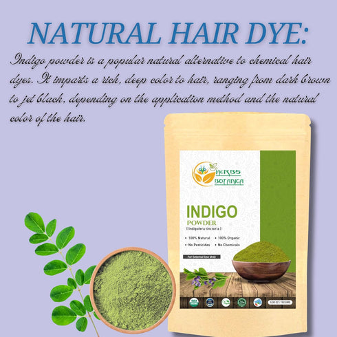 Indigo Powder for Hair - 150 Grams Natural Black Hair Dye, Indigofera Tinctoria, 100% Natural Organically Grown